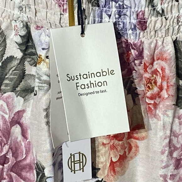 House of Harlow 1960 NWT Linen Blend Floral Adjustable Tie Maxi Dress Size Large - Picture 7 of 16